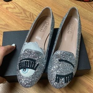 Chiara ferragni glitter eye shoes loafers